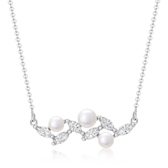 SOFIA strieborný náhrdelník s perlami a zirkónmi WWPS171030N-1