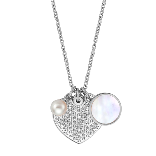 ESPRIT oceľový náhrdelník so srdiečkom a perlou ESNL01472145