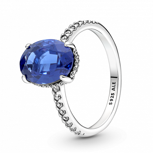 PANDORA prsteň s modrým krištáľom 190056C01