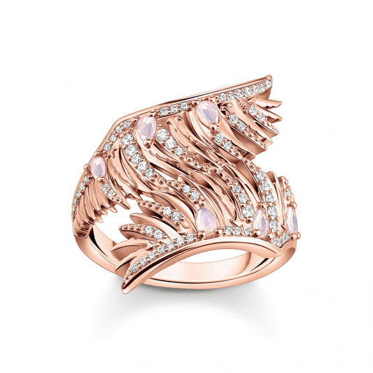 THOMAS SABO prsten Phoenix wing with pink stones rose gold TR2409-323-9