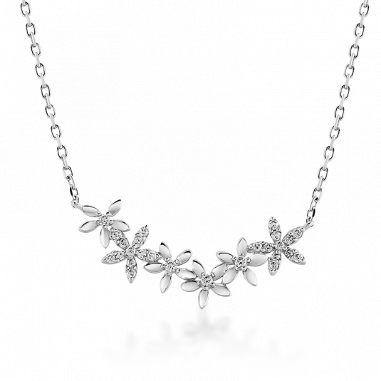 SOFIA strieborný náhrdelník s kvetmi CJMT2150N
