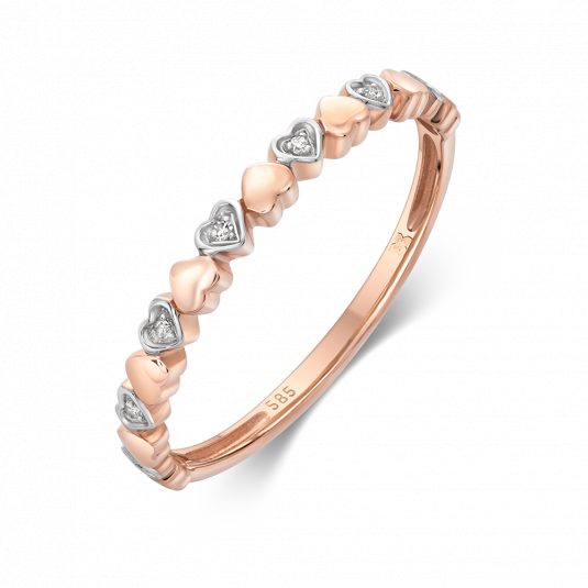 SOFIA DIAMONDS  zlatý prsteň so srdiečkami s diamantami 0,018 ct GEMBG28619-19