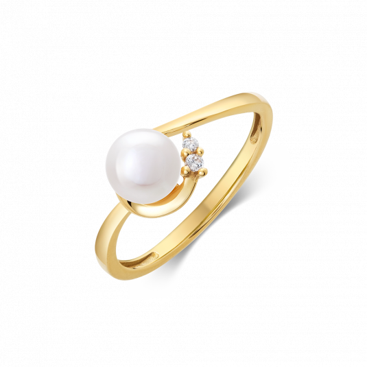 SOFIA zlatý prsteň s perlou a zirkónom AUBCIM04J0P-O3