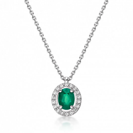 SOFIA zlatý náhrdelník so smaragdom a zirkónmi GEMCS30209-33