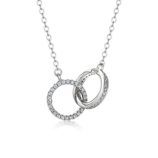 SOFIA strieborný náhrdelník spojené kruhy IS028CT166
