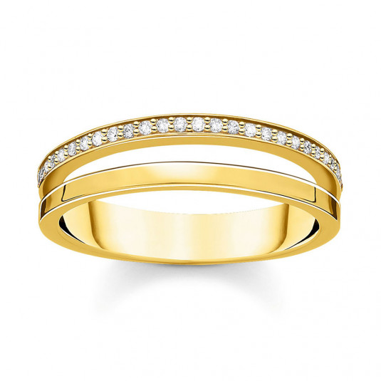 THOMAS SABO prsteň Ring double white stones gold TR2316-414-14