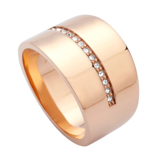 ESPRIT oceľový prsteň s krištáľmi ESRG010022xx