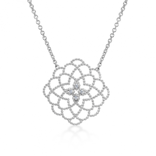 SOFIA strieborný náhrdelník s geometrickým vzorom kvetu AUSFCG5ZZxP-ZY