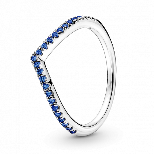 PANDORA prsteň Trblietavé modré prianie 196316C02