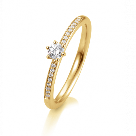 SOFIA DIAMONDS Prsteň 14 k žlté zlato s diamantmi 0,23 ct BE41/05804-Y