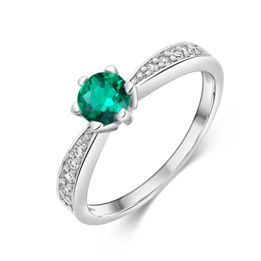 SOFIA strieborný prsteň so zeleným zirkónom CORZB72308