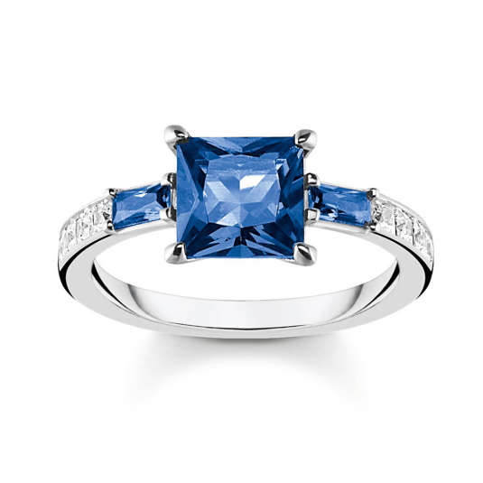 THOMAS SABO prsten Blue and white stone silver TR2380-166-1