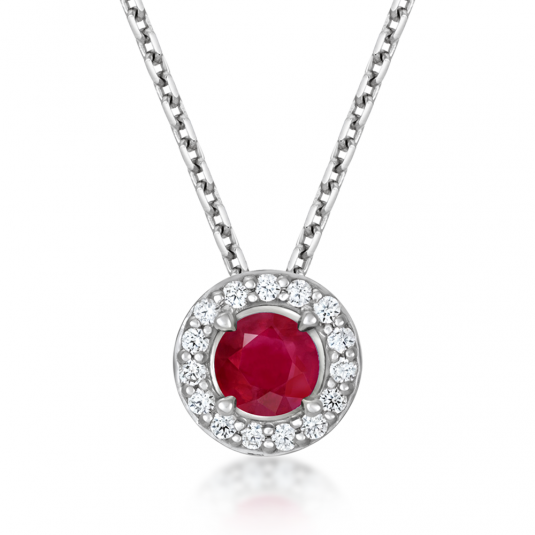 SOFIA zlatý náhrdelník s rubínom a zirkónmi GEMCS28570-49