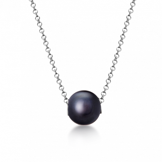 SOFIA strieborný náhrdelník s tmavou perlou WWPS171113N-BLK-SF1