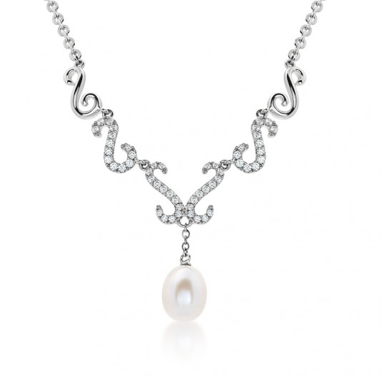 SOFIA strieborný náhrdelník so sladkovodnou perlou WWPS080718N-1