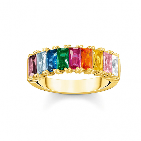 THOMAS SABO prsteň Colourful stones pavé gold TR2404-996-7