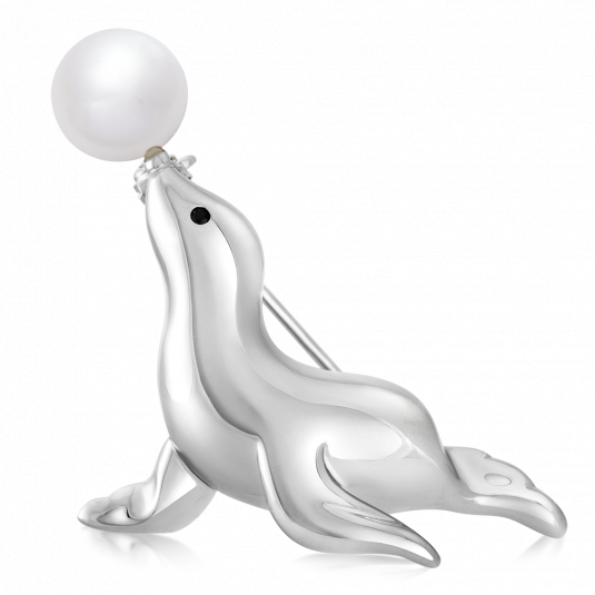 E-shop SOFIA strieborná brošňa tuleň so sladkovodnou perlou brošňa WWPS170152BH-1