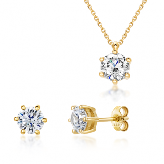 SOFIA zlatý set náhrdelník a náušnice so zirkónmi GEMCS27663-06+GEMBO27662-11