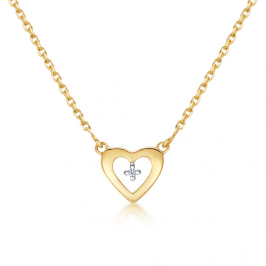 SOFIA DIAMONDS zlatý náhrdelník so srdcom a diamantom 0,005 ct GEMCS28892-14