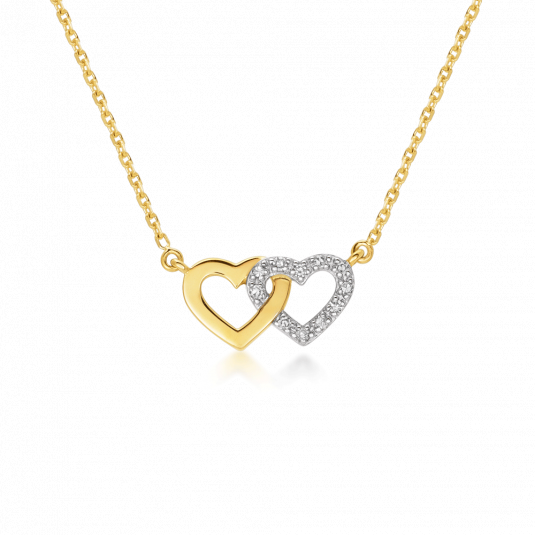 E-shop SOFIA DIAMONDS zlatý náhrdelník spojené srdcia s diamantom 0,05 ct náhrdelník GEMCS30038-18