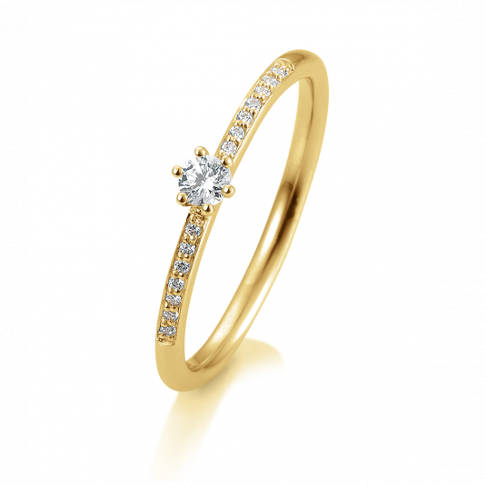 SOFIA DIAMONDS Prsteň 14 k žlté zlato s diamantmi 0,17 ct BE41/05803-Y