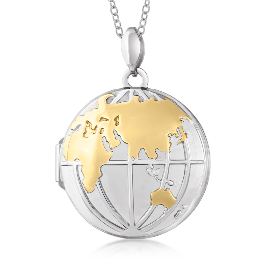 SOFIA stříbrný medailon zeměkoule HNP40895YG-BLU