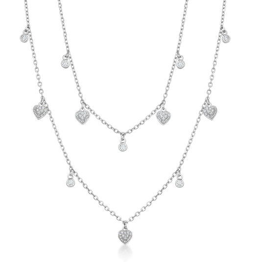 SOFIA strieborný náhrdelník so srdiečkami a zirkónmi CONZB97458