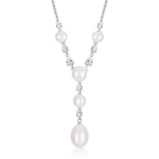 SOFIA strieborný náhrdelník s perlami a zirkónmi WWPS170170N-1