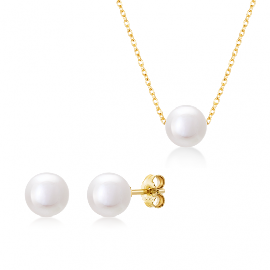 SOFIA zlatý set náhrdelník a náušnice s perlami NB4-SOFN0009+NB9NBG-0012