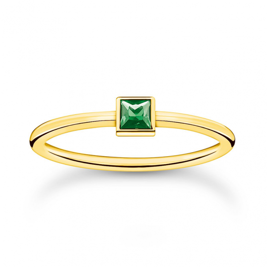 THOMAS SABO prsteň Green stone gold TR2395-472-6