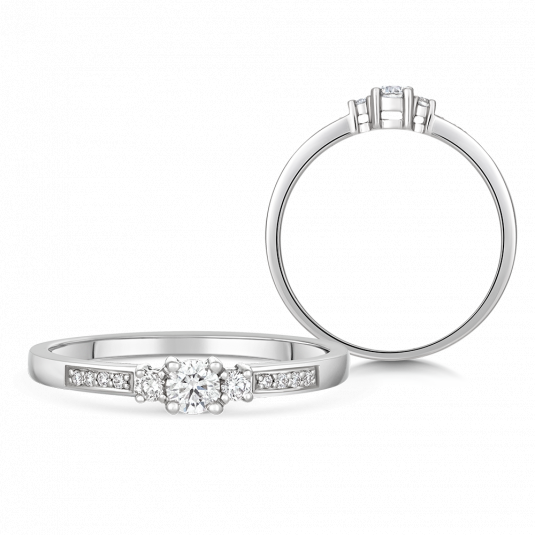 SOFIA DIAMONDS zlatý zásnubný prsteň s diamantmi 0,12 ct a 0,05 ct H/SI3 na bokoch CK50001201855