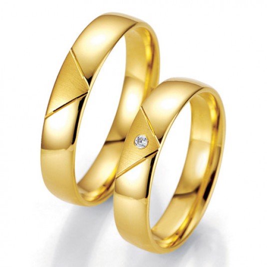 Levně Breuning zlaté snubní prsteny BR48/07007YG+BR48/07008YG