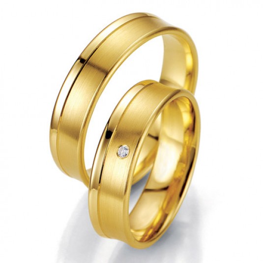 Levně Breuning zlaté snubní prsteny BR48/07027YG+BR48/07028YG