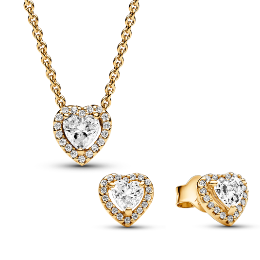 PANDORA set náhrdelník a náušnice Sparkling Heart 368425C01-45+268427C01