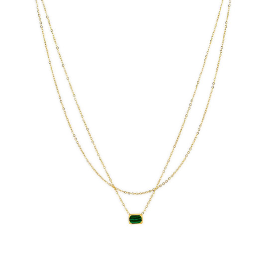 E-shop ZAG oceľový náhrdelník Deauville s malachitom náhrdelník ZGSNX18227-01GRN