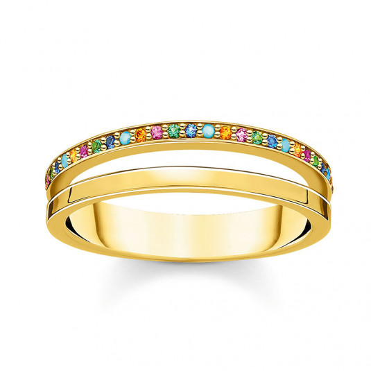 THOMAS SABO prsteň Ring double colored stones gold TR2316-488-7