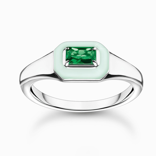 THOMAS SABO prsteň Green stone silver TR2434-496-6