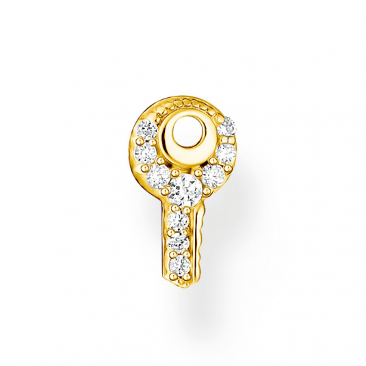 E-shop THOMAS SABO kusová náušnica Key white stones gold náušnice H2220-414-14