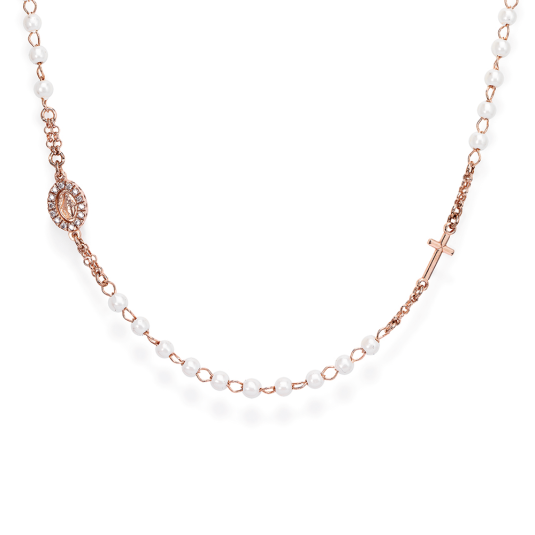 E-shop AMEN strieborný náhrdelník Rosary pearls and Miracolosa pavè náhrdelník CRORBZ-M3