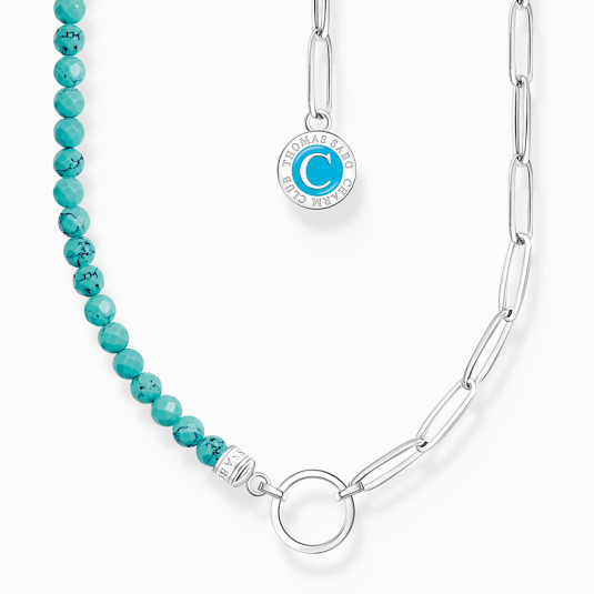 E-shop THOMAS SABO náhrdelník na charm Turquoise beads and Charmista disc náhrdelník KE2189-007-17