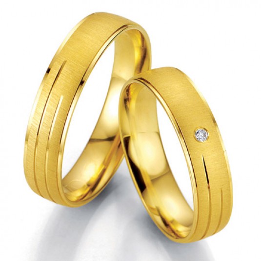 Levně Breuning zlaté snubní prsteny BR48/07011YG+BR48/07012YG