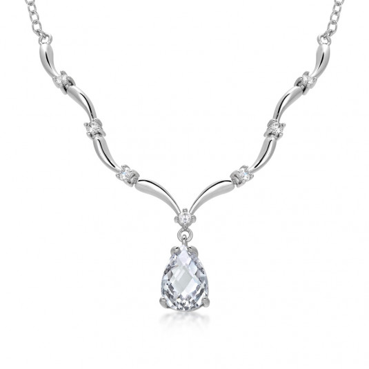 SOFIA stříbrný náhrdelník se slzičkovým zirkonem AEAN0386Z/R