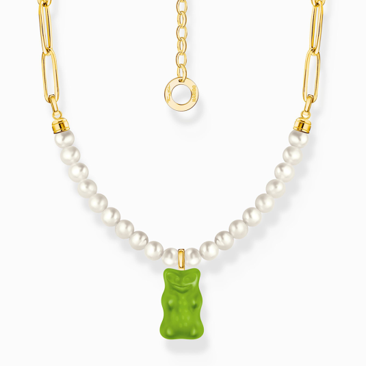 THOMAS SABO x HARIBO náhrdelník Green goldbears & pearls KE2207-430-6