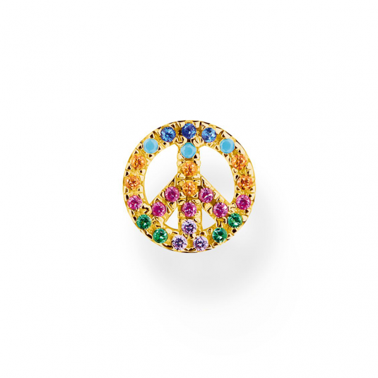 E-shop THOMAS SABO kusová náušnica Peace with colourful stones gold náušnice H2218-488-7