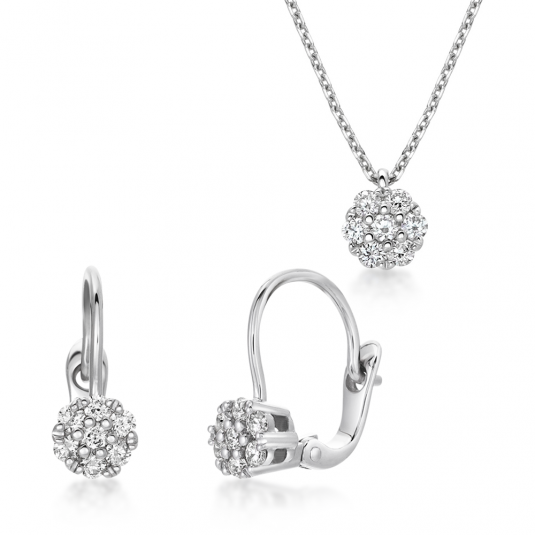 SOFIA DIAMONDS zlatý set náhrdelník a náušnice s diamanty GEMCS24824-15+GEMBO23677-10