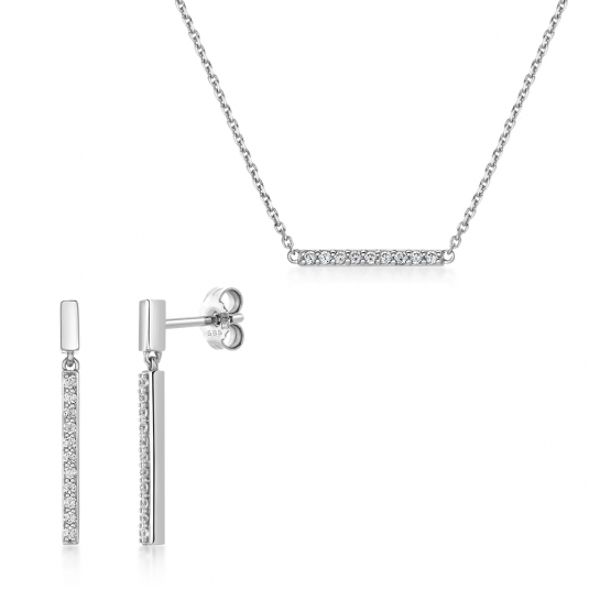 SOFIA zlatý set náhrdelník a náušnice so zirkónmi GEMCS30669-12+GEMPO28645-14