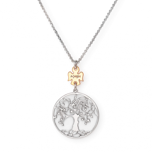 E-shop AMEN strieborný náhrdelník strom života s anjelom náhrdelník CLALABR3