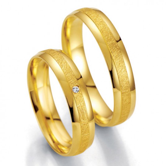 Levně Breuning zlaté snubní prsteny BR48/07013YG+BR48/07014YG