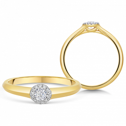 E-shop SOFIA DIAMONDS zlatý zásnubný prsteň s diamantom 0,09 ct a okolo 0,04 ct H/I1 prsteň UDRG46330Y-H-I1
