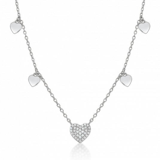 SOFIA strieborný náhrdelník so srdiečkami CONZB85694